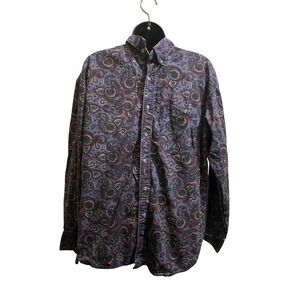 VTG Wrangler Twenty X Mens Paisley Button Down Shirt Purple Western Long Sleeve